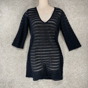Portocruz Sm Mesh Stripe‎ Bathing Suit Coverup Mini Dress Whimsigoth Sheer Mesh